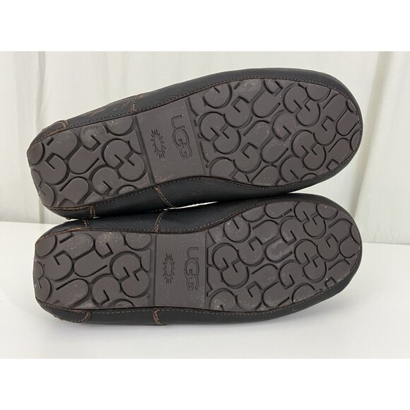UGG Men’s Ascot Leather Slip On Slippers 5379 Dark Brown Sz 9 Extra Wide Luxe main image 4